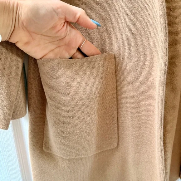 Quince 100% Organic Cotton Knit Blazer, Camel, Tan, Neutral, Capsule Piece, L - Picture 4 of 9